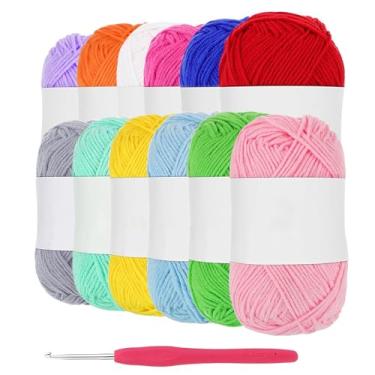 Imagem de Fio de algodão leiteiro de 5 camadas, 6 rolos de novelos de fio de algodão de leite macio com ganchos de crochê para boneca, suéter, chapéus, cachecol, xale (cores mistas)
