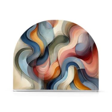 Imagem de Porta-guardanapos bege Flowing Curves, porta-guardanapos de jantar, 1 pacote, suporte de acrílico antiderrapante