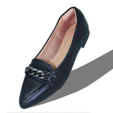 Imagem de Sapatilha Feminina Preta Laço Conforto Rasteirinha - La&Ny, 36, Preto