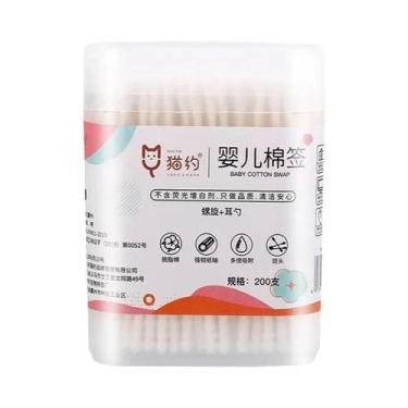 Imagem de Cotonetes Para Bebês Com Cabeça Espiral Estéril De Dupla Face Para Lim