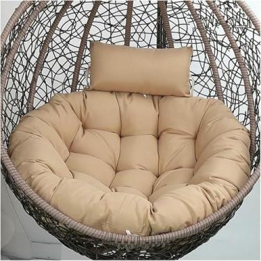 Imagem de Almofada para cadeira suspensa em formato de ovo, almofada redonda para cadeira de balanço com encosto de cabeça removível, 89 x 89 cm (35 x 35 polegadas).