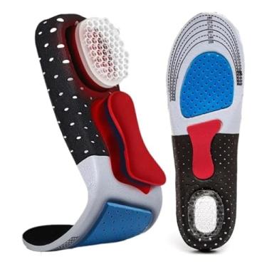 Imagem de Palmilha Ortopédica Max Palm Confort Gel Fascite Plantar e Esporão | Par de Palmilha Anatômica Respirável para Alívio de Dores nos Pés e Lombar | Amortecedor de Impacto Unissex