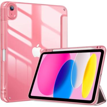 Imagem de ProCase Capa para iPad (A16) 11ª geração 11 polegadas 2025/10ª geração 10,9 polegadas 2022 com suporte para lápis, capa híbrida para iPad 11 10 com parte traseira transparente, suporta despertar