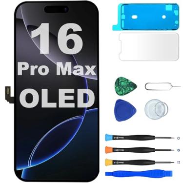 Imagem de MP+ Substituição de tela OLED para iPhone 16 Pro Max, [FHD] [COF] [Face ID] Tela sensível ao toque digitalizador com kit de ferramentas de reparo, fita impermeável