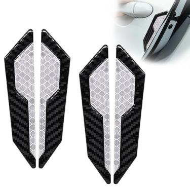 Imagem de AMZAUTO 4 peças de adesivos de proteção de borda de porta de carro, tiras reflexivas anticolisão de fibra de carbono, película protetora de borda de porta anticolisão, adesivo de aviso de segurança