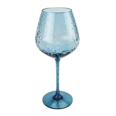 Imagem de Taça para Vinho Acrílico Detalhes Bolhas Azul 680ml 50213 - EntreCasa