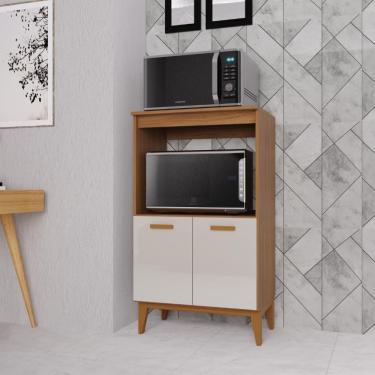 Imagem de Balcão De Cozinha Modulado Para Forno E Microondas Fidelitá Atenas 65cm 2 Portas Freijó/off-white