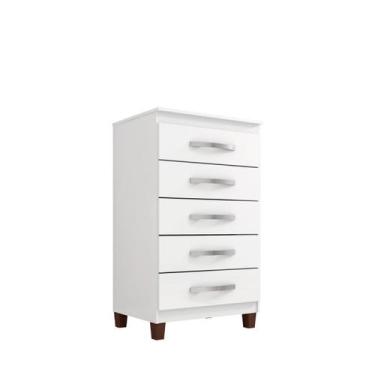 Imagem de Cômoda Sapateira 5 Gavetas Cannes Incorplac - Branco Brilho