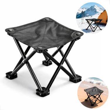 Imagem de Banqueta Dobrável Portátil Estável Resistente Camping Pesca Praia com 