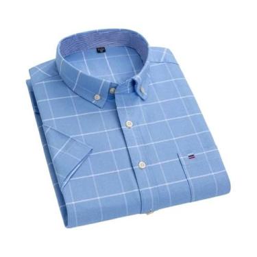 Imagem de Camisa Social Masculina De Manga Curta Em Oxford 100% Algodão Com Bols