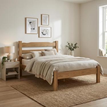 Imagem de Cama Queen Esmeralda Madeira Maciça Reforçada Nogueira