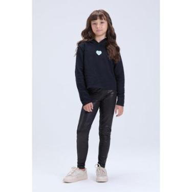 Imagem de Conjunto Infantil Feminino de Inverno Moletom Cropped Coração e Legging Cirrê-Feminino