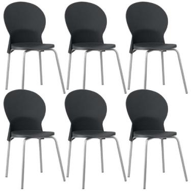 Imagem de Kit 06 Cadeiras Para Sala De Jantar Cozinha Mond F02 Base Aço Cinza Pr