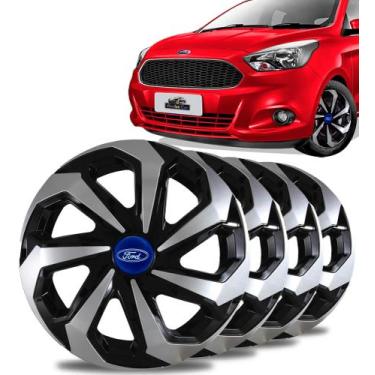 Imagem de Jogo 4 Calota Spider Aro 15 Preta Prata Ford Ka Fiesta Focus - Elitte