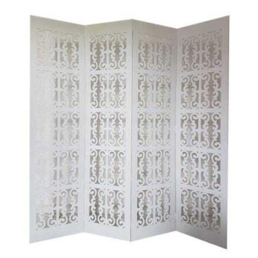 Imagem de Biombo 4 Folhas 172X180cm Mdf Modelo 2 Branco Vazado