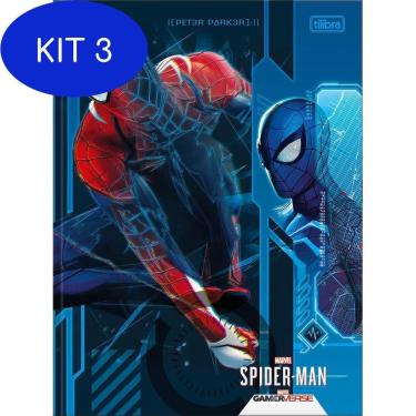 Imagem de Kit 3 Caderno Brochurão Capa Dura 80 Folhas Spider Man Tilibra