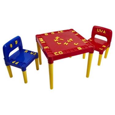 Imagem de Mesa Mesinha Educativa Infantil Com 2 Cadeiras Para Crianças - Tritek