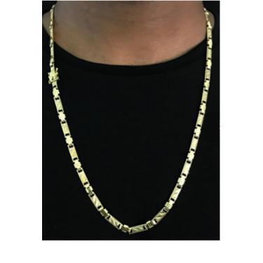 Imagem de Cordão Corrente Elo Chapado 5mm de moeda antiga