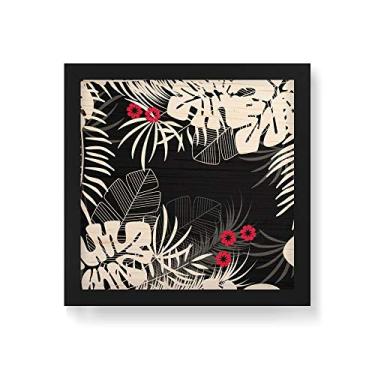 Imagem de Arte Maníacos Quadro Decorativo em Madeira Folhas Floresta - 30x30cm (Moldura caixa em laca preta)