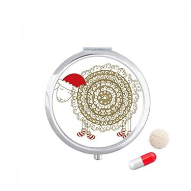 Imagem de Meias de chapéu de Natal de ovelhas de desenho animado, caixa de armazenamento de remédios