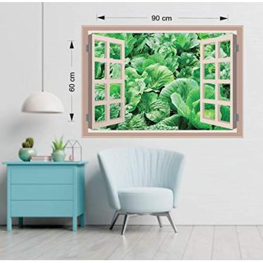 Imagem de Adesivo de Parede Janela Plantações Efeito 3d Tam90x60cm