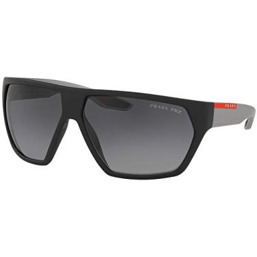 Imagem de Prada Sport PS08US 4535W1 óculos de sol quadrados de borracha preta PS08US lentes polarizadas