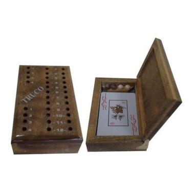 Imagem de Marcador Truco Madeira 12,5x7,5m + 1 Baralho Carteado Cartas
