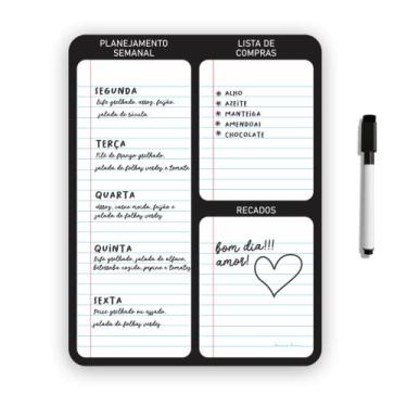 Imagem de Ímã De Geladeira Porta Recados Anotações Planner Com Caneta