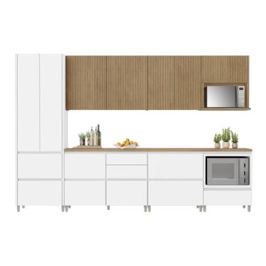 Imagem de Cozinha Completa 100% MDF 7 Peças Nesher Rainha Branco Marrom