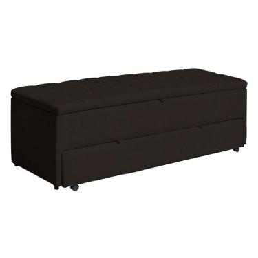 Imagem de Calçadeira Baú Sapateira Casal 140cm Ayla Suede Capitonê - Estopar