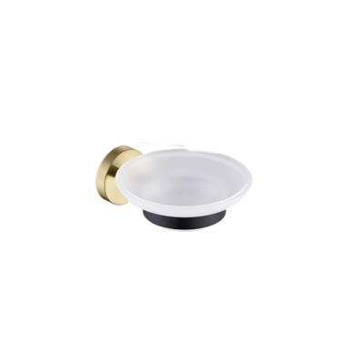 Imagem de Suporte de saboneteira em aço inoxidável com prato de vidro para montagem na parede Cesta de sabonete em ouro rosa preto Suporte para saboneteira acessórios de banheiro, C dourado escovado preto