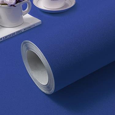 Imagem de practicalWs Papel de parede azul para descascar e colar 39 cm × 300 cm papel de contato azul autoadesivo removível rolo decorativo texturizado para parede quarto cozinha balcão