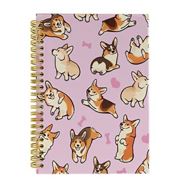 Imagem de Knibeo Caderno Corgi Dog – Presentes Corgi, 14 × 21 cm, caderno fofo encadernado em espiral, Kawaii Corgi para mulheres, material escolar universitário