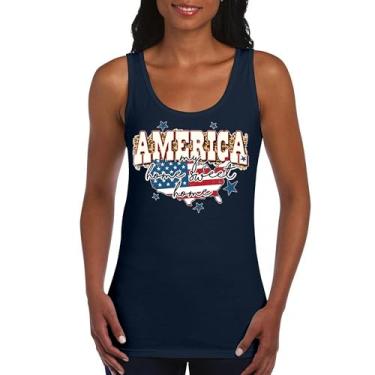 Imagem de Camiseta regata feminina America My Home Sweet Home 4th of July Stars and Stripes Pride American Dream Patriotic USA Flag, Azul marinho, G