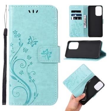 Imagem de Capa carteira compatível com Motorola Moto G 5G 2024 fina porta-cartão de crédito pintada borboleta flor capa protetora durável couro PU capa flip case - verde menta