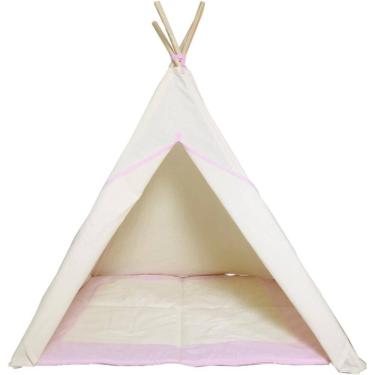 Imagem de Tenda infantil+tapete acolchoado rosa 135x90x90cm