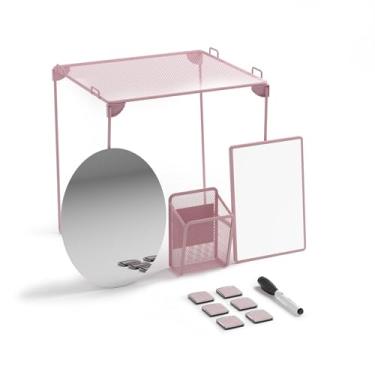 Imagem de U Brands 4145U01-06 Organizador de armário e kit de decoração, itens essenciais de volta às aulas, blush, 11 peças, inclui espelho, prateleira, ímãs e outros acessórios