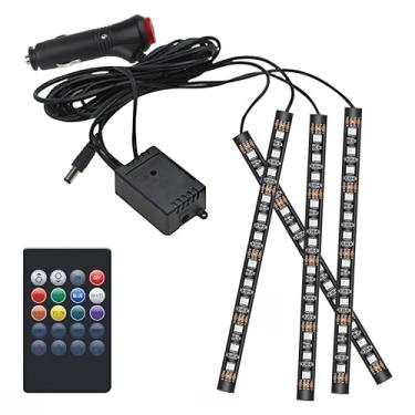 Imagem de Luzes LED de carro luzes interiores inteligentes lâmpada neon atmosfera com controle de aplicativo RGB luzes internas do carro com modo DIY e modo de música, design de 2 linhas para carros com