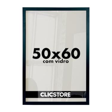 Imagem de Moldura 50X60 Cm Com Vidro e Fundo Quadro Foto Poster Retrato Decoração Parede Imagem (Preto)