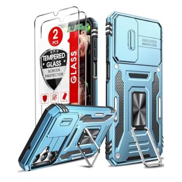 Imagem de LeYi Capa para Samsung Galaxy A14-5G: Capa para celular Samsung A14 com 【2 unidades】 Protetores de tela com capa deslizante para câmera e anel magnético de upgrade Kickstand à prova de choque Carcasa