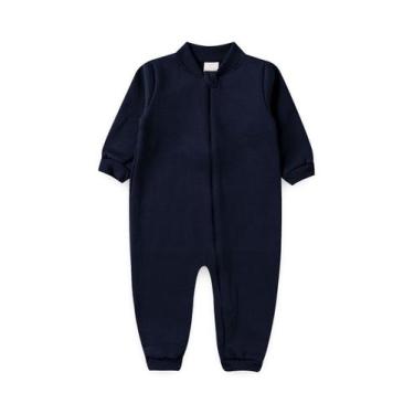 Imagem de Macacão Bebê Moletom - Duma Kids, 9 a 12 Meses, Azul marinho