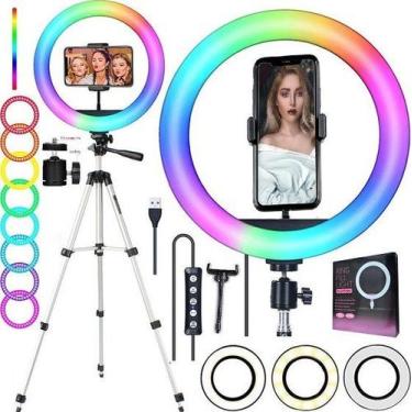 Imagem de Ring Light Led Luz Iluminador Rgb Colorido Tirar Foto Gravações de Víd