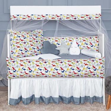 Imagem de Kit Berço Americano Completo Estampado Dino Baby 13 peças - Chuva de A