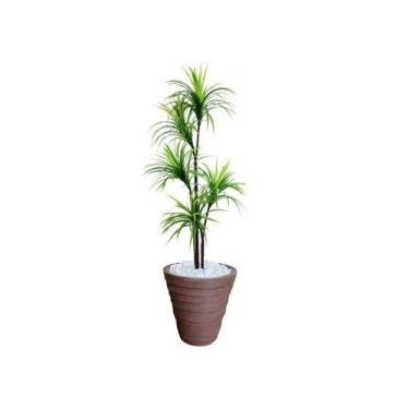 Imagem de Planta Artificial Árvore Yucca 1,60m Kit + Vaso Redondo D. Grafiato Ma