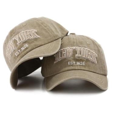 Imagem de Boné Estilo Retrô 6 Gomos Estonado Bordado New York - Pampas Country, 