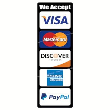 Imagem de Aceitamos cartões de crédito, pagamento móvel e serviço de pagamento sem contato, adesivos à prova d'água compatíveis com Visa, MasterCard, Discover, AmEx, (compatível com PayPal)