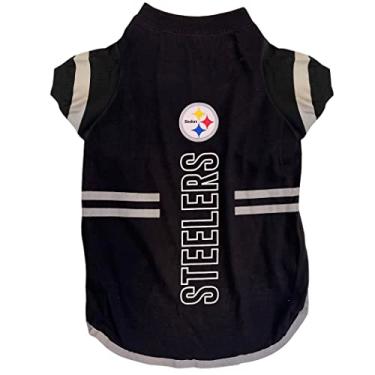 Imagem de Pets First Camiseta NFL Pittsburgh Steelers para cães, cães e gatos – Camiseta esportiva durável – 3 tamanhos, roupa de PET da NFL, camiseta refletiva na cor do time, camiseta legal de cachorro de