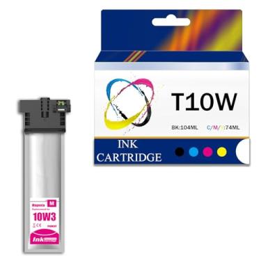 Imagem de Cartuchos de tinta T10W de alta capacidade T10W100 T10W200 T10W300 T10W400 Conjunto de tinta de reposição para impressora EPSON WorkPorce Pro WF-C5390 WF-C5890, com chip, Magenta-1 pacote