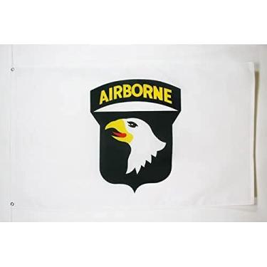 Imagem de AZ FLAG - Bandeira dos EUA Airborne com águia branca 3' x 5' - EUA - bandeiras do exército americano 90 x 150 cm - Banner 3x1,5 m - Drapeau USA Airborne blanc avec aigle
