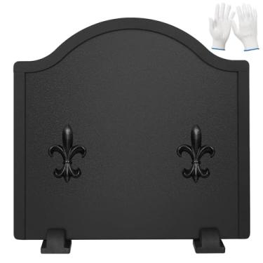 Imagem de STBoo Firebacks Para Lareira De 16 Polegadas - Placas Traseiras Para Lareira Com Pés | Fire Backs Para Cozinha Backsplash Design Decorativo De Flores | Proteção De Parede Com Defletor De Calor Para